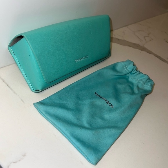 Tiffany & Co Eyeglass Sunglass Leather Case With Cleaning Cloth Pouch - Picture 1 of 5